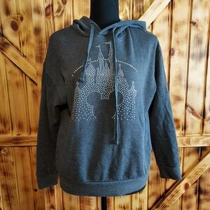 Disney Parks gray studded castle mickey mouse hoodie Size small